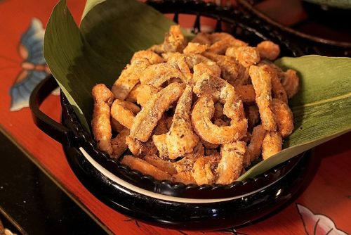 Crispy Salmon Skin Tossed in Mala Powder 麻辣鲑鱼皮 